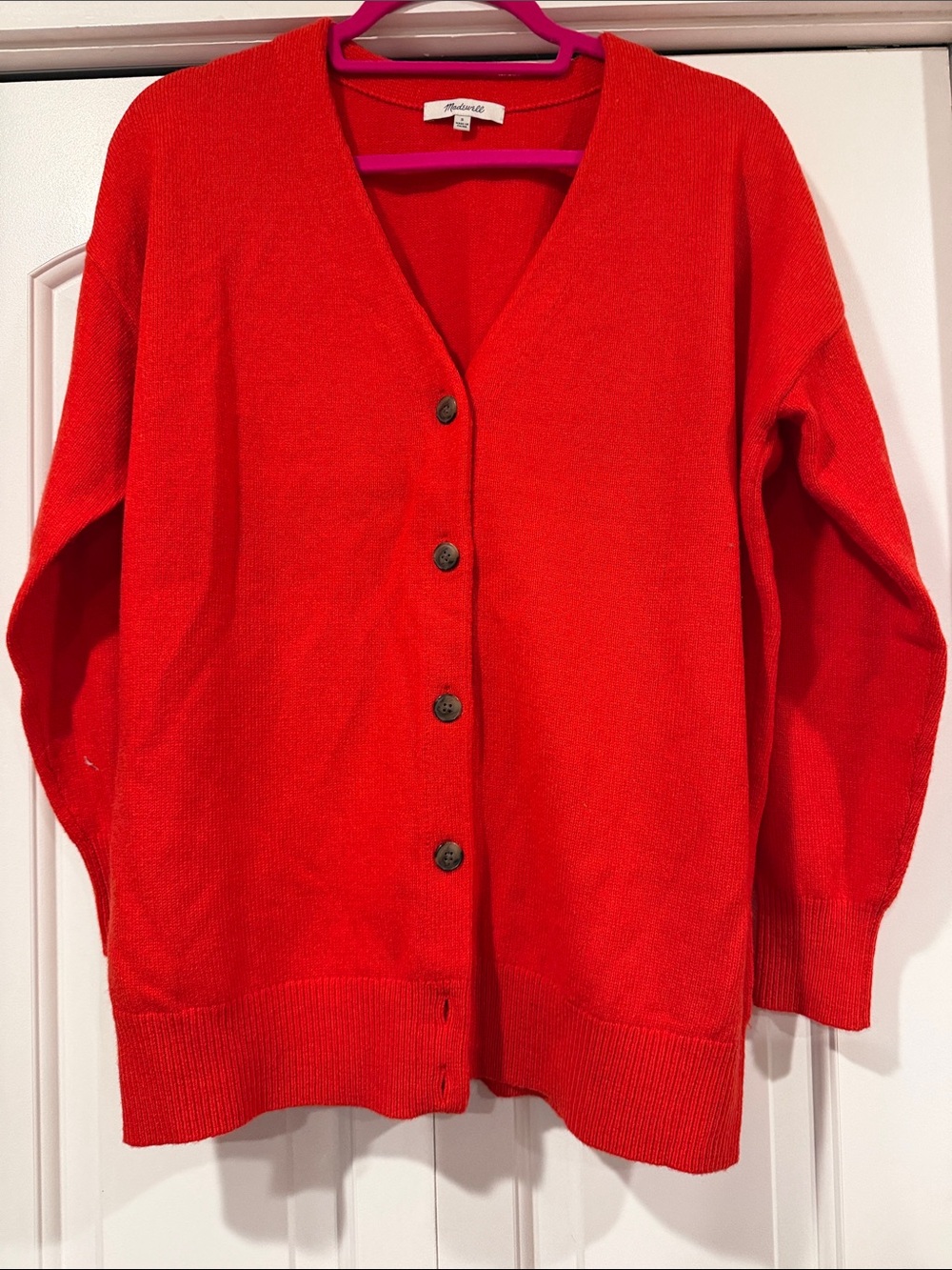Madewell Bright Red wool Button Cardigan small